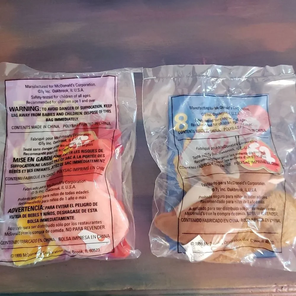 Vintage Complete Set of 12 Sealed McDonalds Teeny Beanie Babies (1999)